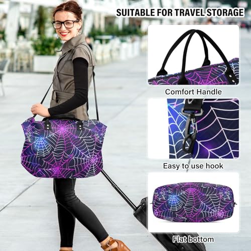 Halloween Travel Gym Bag, Halloween Spider Web A Weekender Overnight Duffle for Women with Toiletry Bag Travel Swim 6