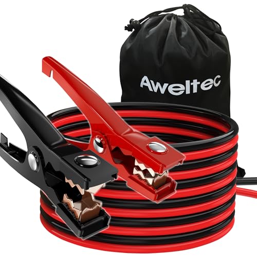 AWELTEC Jumper Cables for Car,8 Gauge 12 Feet Heavy Duty Booster Cable,Quick Connect Automotive Wires with Alligator Clips,Carrying Bag for Cars Trucks