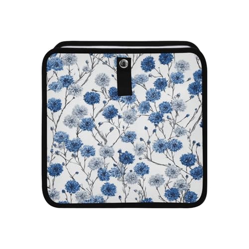 Image of Car Trash Can Organizer Bin with Adjustable Strap for Back Front Seat Console Waterproof Leakproof Collapsible Portable 11 Inch Chinese Style Cornflower