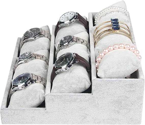 Image of 9 Pillow Watch Step Velvet Jewelry Drawer Organizer Tray Stackable Jewelry Tray
