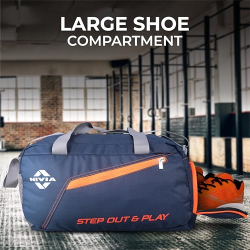 Image of NIVIA Sportspace 2.0 Polyester Gym Bag, Unisex Gym Bags, Adjustable Shoulder Bag for Men, Duffle Gym Bags for Men, Sports Kit, Duffle Bags Travel,Capacity-18 litres
