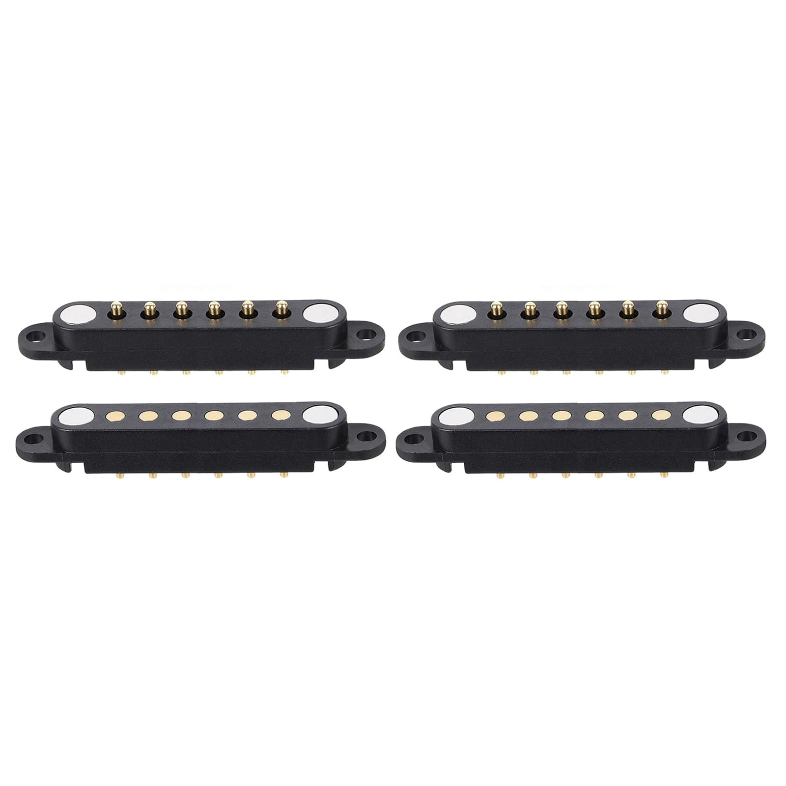 Tcbstone Men's Black 2 Pair 2/3/4/5/6/7/8Pin Magnetic Pogo Pin Connector With Positioning Hole, +Fe 2.54Mm Spring Loaded Pogopin Connector Dc Power Charge Probe Socket (6Pin)