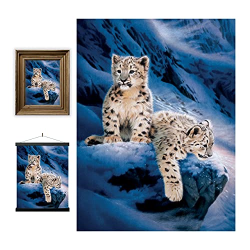 3D LiveLife Lenticular Cuadros Decoración - Leopardo de nieve de Deluxebase. Poster 3D sin marco de leopardos. Obra de arte original con licencia del reconocido artista, Joh Naito
