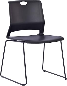 Sidanli Black Stacking Chairs Set of 4, Stackable Chairs for Waiting Room