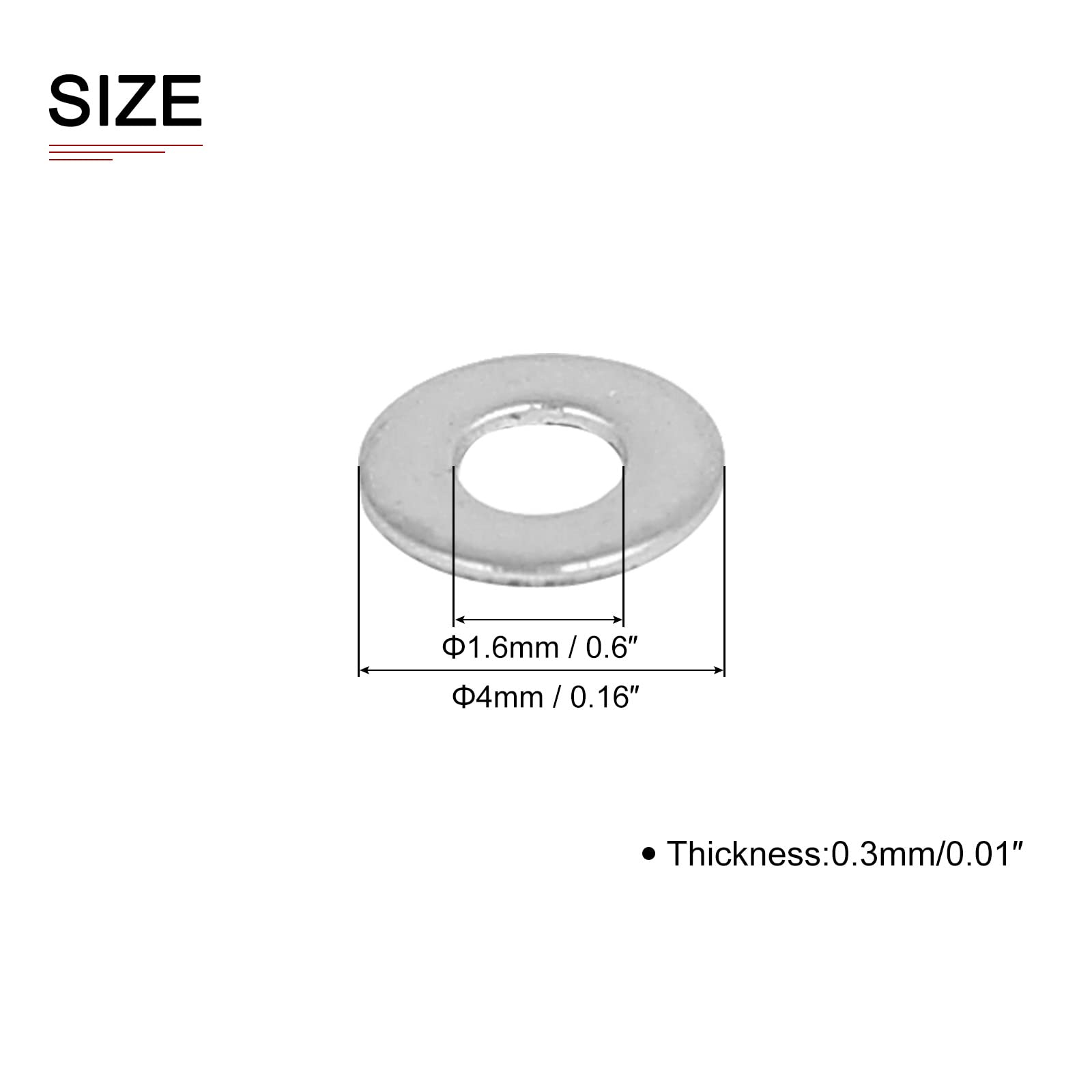 DTGN 1.6mmx4mmx0.3mm(IDxODxT) 304 Stainless Steel Flat Washers, 400Pack, Good for Industrial Machinery, Flat Ring Gaskets - Image 2