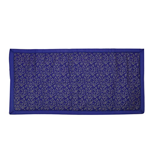 Image of 3X6 feet, Blue Butter Satin Cushion Comfort 15 MM Soft Foam Butter Satin (Silk) Fabric with Korai River Grass