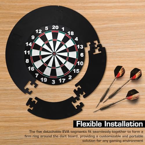 PRITOK Dart board Surround Ring: 5-Piece Dartboard Surround, Dart Board Wall Protector Ring Splicing, Removable EVA Jigsaw Dart board Ring, Portable Dart Board Wall Protector for Dart Lovers (Black) - Image 4
