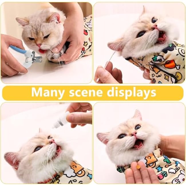 Cat Grooming Wrap, Anti-Scratch & Escape-Proof, Suitable for Nail Clipping, Ear Cleaning, Teeth Brushing, Multi-Purpose Cat Grooming Hammock-kM9HC4Zf