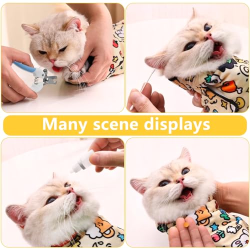 Image of Cat Grooming Wrap, Anti-Scratch & Escape-Proof, Suitable for Nail Clipping, Ear Cleaning, Teeth Brushing, Multi-Purpose Cat Grooming Hammock