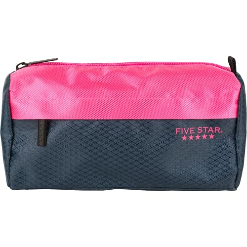 Image of Five Star Pencil Pouch, Pen Case, 9-Pocket Zipper Pouch, Storage Organizer for School Supplies Earbuds Chargers Cables Makeup, Navy /Pink (505600B-ECM)