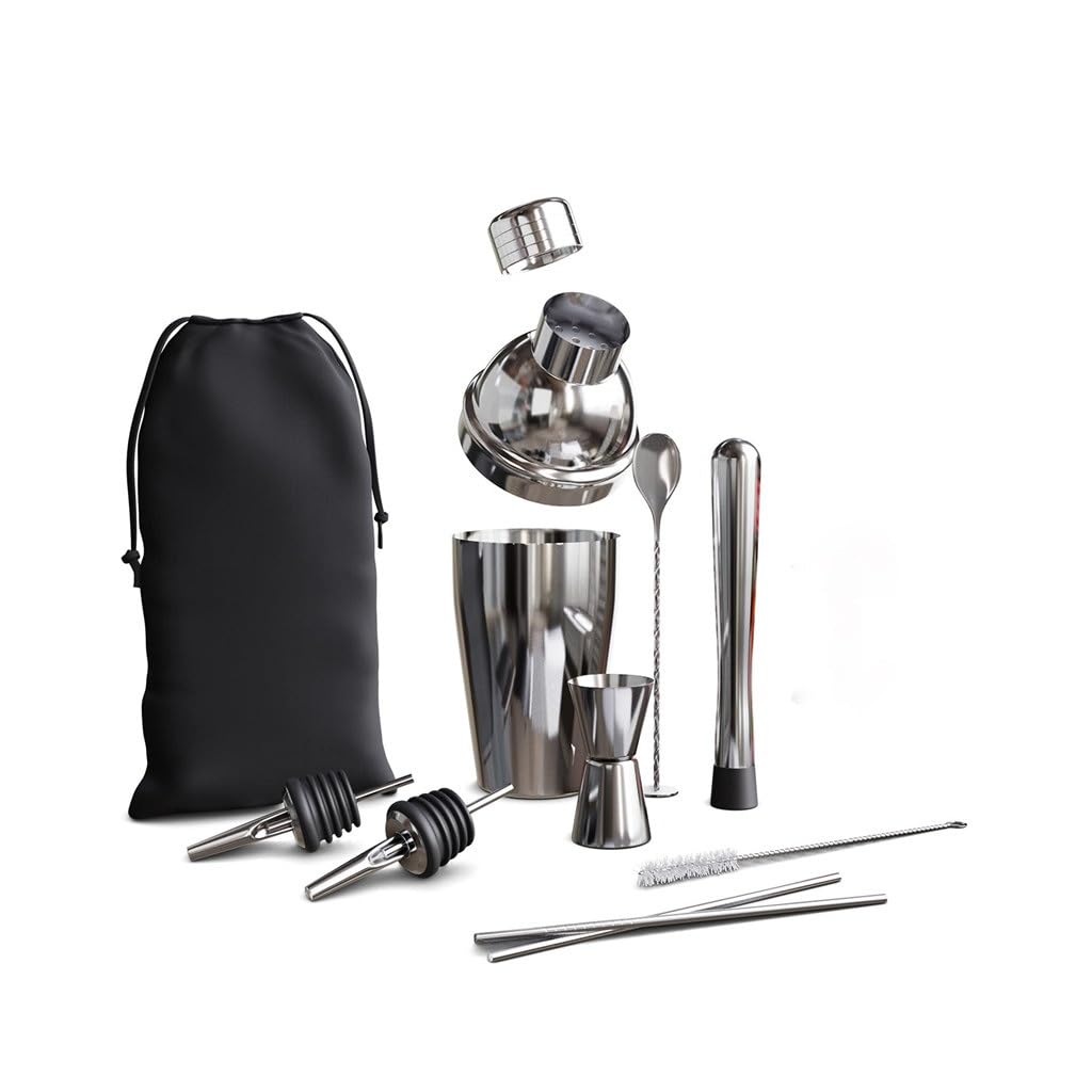 Mezclador de Acero Inoxidable, coctelera de 550ml, Herramientas for Mezclar, Juego de Tazas coctelera, Juego de cóctel de 10 Piezas