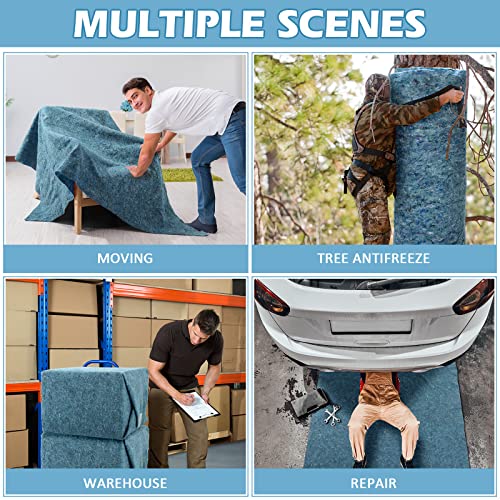 Newwiee 24 Pieces Moving Blankets Bulk 70'' X 78'' Furniture Blankets Packing Shipping Blankets 35 Lb/Dz Weight Textile Furniture Pad For Protecting Furniture And Shipping Supplies, Blue #TOP6