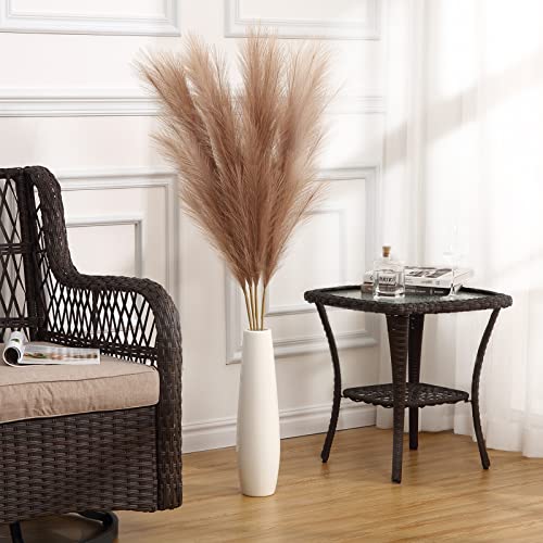GAOMON 4 PCs Faux Pampas Grass Decor, 44 Inch Large Tall Fluffy Artificial Fake Flower Boho Decor, Bulrush Reed Grass for Vase Filler, Farmhouse Home Wedding Decor (Brown)