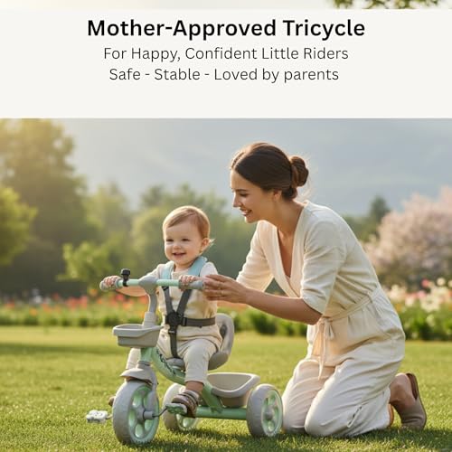 Image of Tricycle for Kids, Tricycles for Kids 2 to 5 Years Boys and Girls, Cycle for 1+ Children, Bike with EVA Tech Wheels, Super, Sea Green