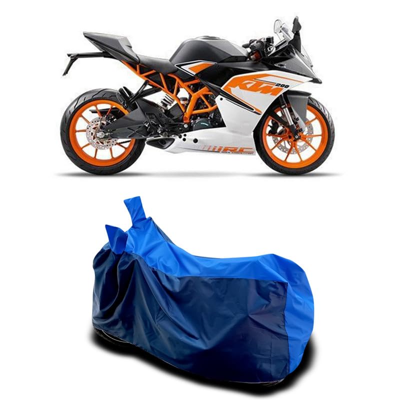 Image of DUFFEL-Two Wheeler Bike Body Cover Compatible for KTM Rc 200 Heat Protectio /UV-Rays /Birds Dropping /DustProof /Waterproof All Variants [Nevay Blue]
