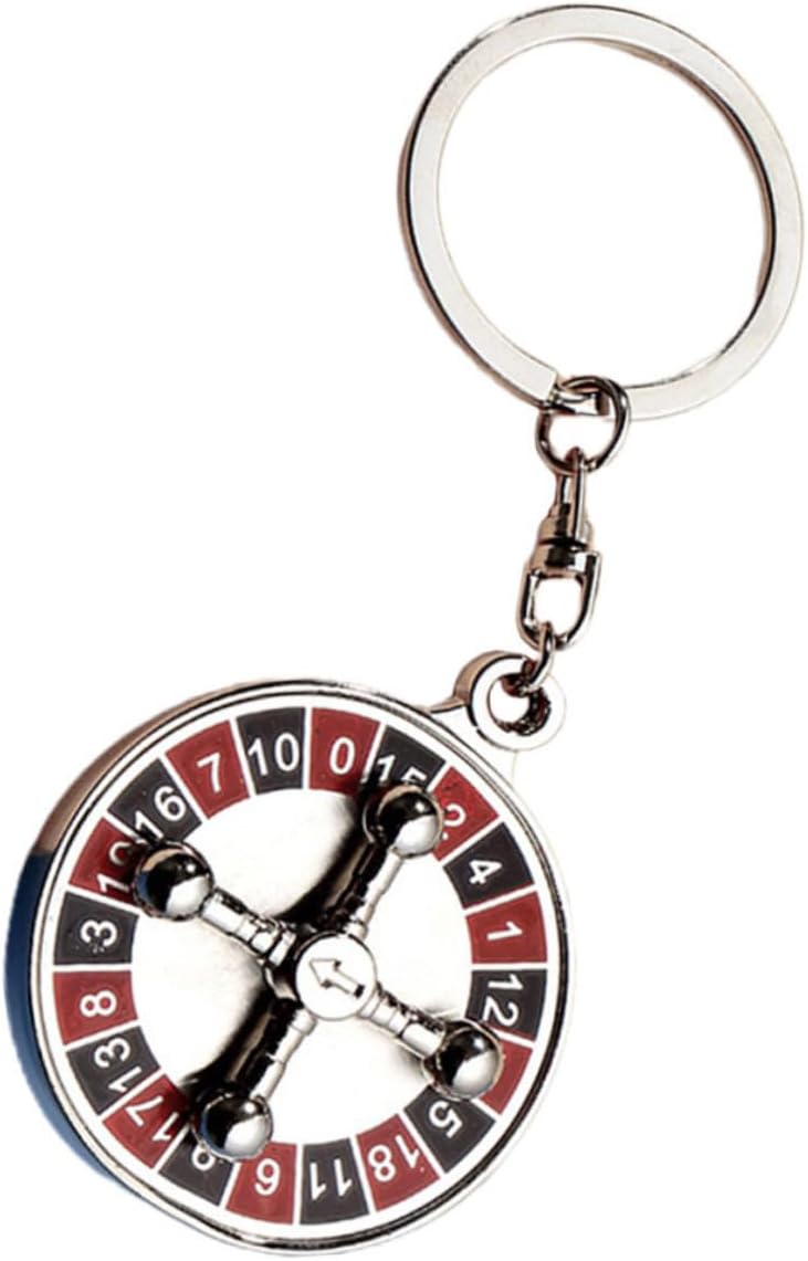 Sewroro Rotatable Metal Mini Roulette Wheel Keychain, Creative Spinning Game Pendant for Bag Key Ring, Handbag Charm Accessory, Single Piece Hanging Decor for Men and Women