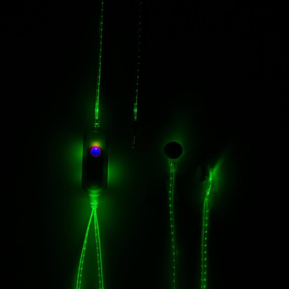 Green LED Flashing Earbuds w/ InLine Microphone Electronics
