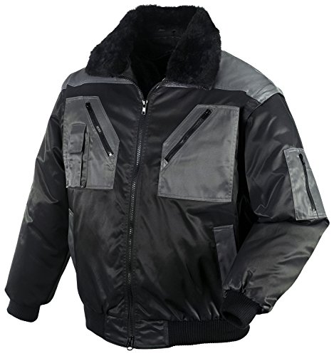 securesse Pilotenjacke 4 in 1-Funktion warme Winterjacke Arbeitsjacke Outdoorjacke, schwarz anthrazit, Größe XL