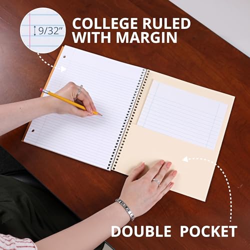 Image of ROARING SPRING Lefty Spiral Notebook, Left-Handed One Subject Notebook, 3 Pack, 11 inch x 9 inch, 100 Sheets, College-Ruled, Perforated, Assorted Saranac Covers, Made in USA