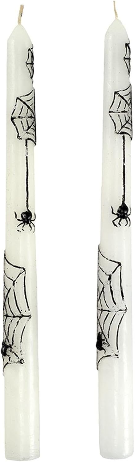 The Lakeside Collection Halloween Taper Candles or Candleholders - White/Black Spider Web