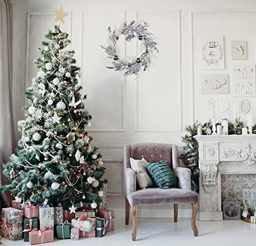 Binfen 19 Inch Silver Wreath With Glittered Berries And Leaves For Indoor And Outdoor Daily Decoration #TOP4