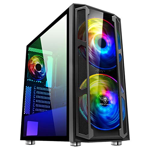 SPIRIT OF GAMER - GHOST 5 - ATX/Matx Gamer PC Case - 2 LED RGB Ventilatori Indirizzabili 200mm: 60 Modalità - Facciata Di Gioco Della Torre Dell'ufficio E Parete Di Vetro - MSI Mystic/ASROCK