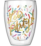Slant Collections Wine Glass Gift Double-Wall Stemless Wine Glass, 10-Ounces, Let's Party