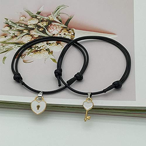 Pulseras Pareja Pulsera Costura Pulseras de Coraz�n Mujeres Lindo Gato Colgante ROM�ntico Regalo de San Valent�n para Amantes Lockkey