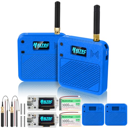 2 Pack ESP32 LoRa V3 Development Board with 915MHz Antennas + 3000mAh Battery + Meshtastic Case, ESP32-S3 SX1262 Integrated WiFi Bluetooth OLED Display for Arduino LoRaWAN IOT (N32 Version, Blue)