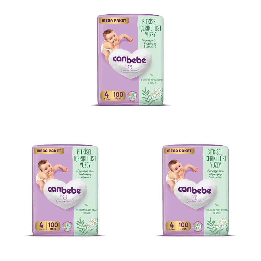 Canbebe Bebek Bezi 4 Beden (7-14 kg) 100 Adet (3 paketi)