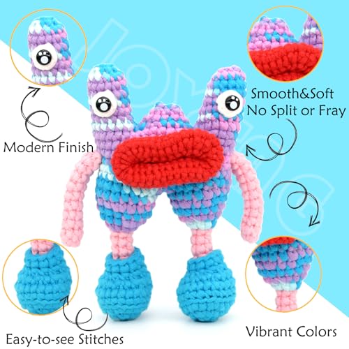 Image of 2 * 50g Rainbow Beginner Crochet Yarn for Crocheting and Knitting Multicolor Cotton Crochet Yarn for Beginners(Purple White Blue)