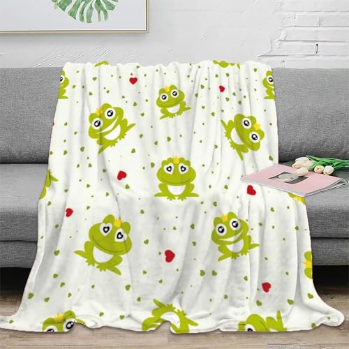 NAOFEKUID 3D Gedruckte Cartoon Frosch Decke Mikrofaser Heimdeko Frosch Muster Tagesdecke für Erwachsene Jugend Sofa 40x50(100x130cm)