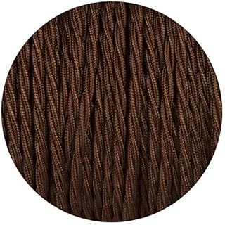 LEDSone 5 Meters 3 Core Twisted Fabric Braided Flex Lighting Cable, Vintage Electrical Cable Wire for Industrial Pendant Lights or Other Appliances (Dark Brown)