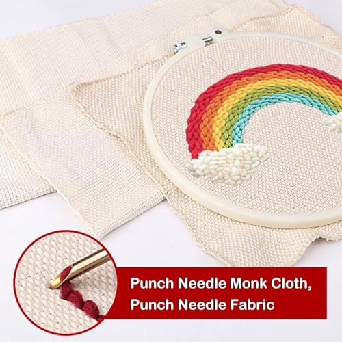 Image of Punch Needle Monk Cloth, Punch Needle Fabric, Embroidery Fabric for Sewing Embroidery Art Crafts Favors, 3 PCS, 15.75 x 15.75 Inch