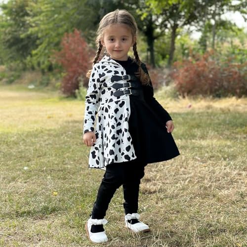 HINTINA Infant Toddler Girl Dalmatian Print Clothes Set Vintage Halloween Outfits4