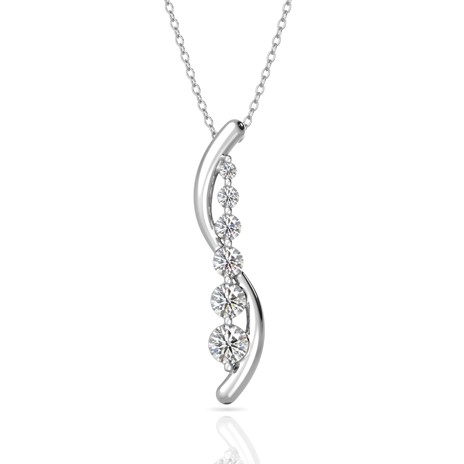 Verozi 925 Sterling Silver Princess Swirl Pendant for Women with Chain, Pure Rhodium Plated, Cubic Zirconia AAAAA Pendant Necklace, Assured Purity & 6 Month Warranty*