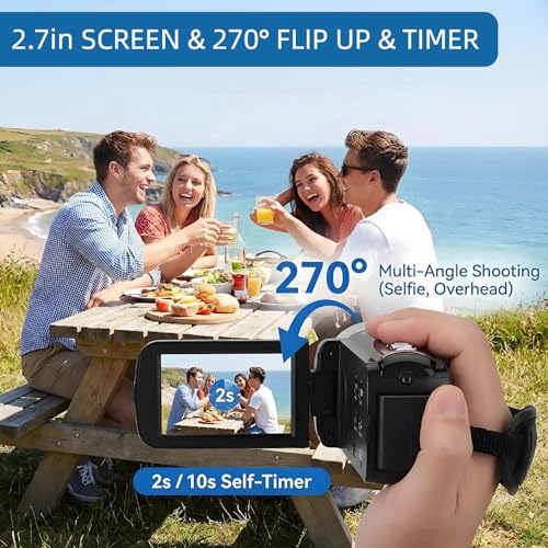 Akozon Handheld-Video-Camcorder, 1080P 16 MP DV-Kamera, 2,7-Zoll-TFT-drehbarer Bildschirm, 16-Fach Vlogging-Video für Kinder, Digitalzoom mit USB-Kabel, Schwarzer -DV-Player (Schwarz) – Bild 6