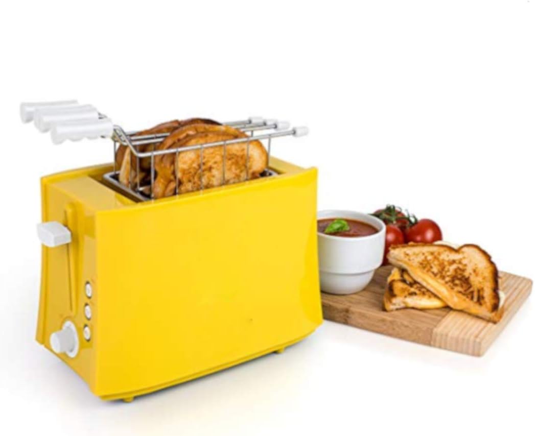 Classic Slice Toaster, Premium Quality, Yellow Color, Breakfast Maker, 2 Sandwiches Capacity, 3 Settings, Easy Cleaning, Removable Baskets With Handles & E-Book Home Décor