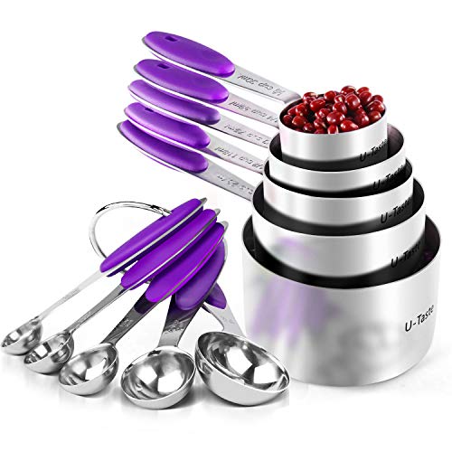 Measuring Cups : U-Taste 18/8 Stainless Steel Measuring Cups and Spoons Set of 10 Piece, Upgraded Th - //coolthings.us