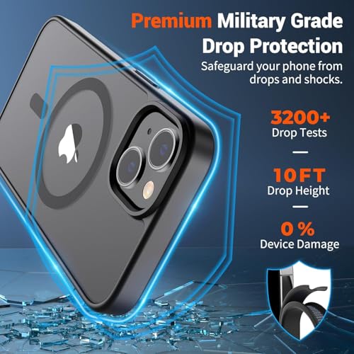 Image of iPhone 13 Magsafe Hard Back Case | Matte Design & 360 Protection | Military-Grade Apple iPhone 13 Cover | Strong Magnet Back - Black
