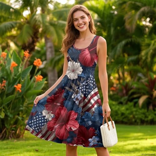 Image of TOADDITDO Womens Summer Sleeveless Tank Dress with 2 Side Pockets XS-4XL Plus Size