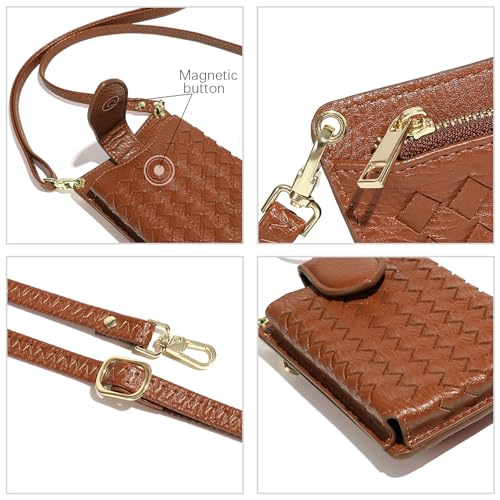 Woven Leather Phone Crossbody Bag, Small Cell Phone Purse with Adjustable Strap for Women3