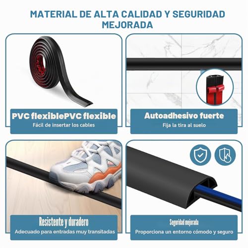 Cubierta de cable suelo para hogar y fábricas que aporta orden visual 3