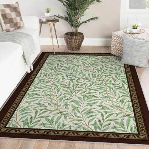 Tapis vert sauge 90x150 lavable et abstrait pour salon - 3
