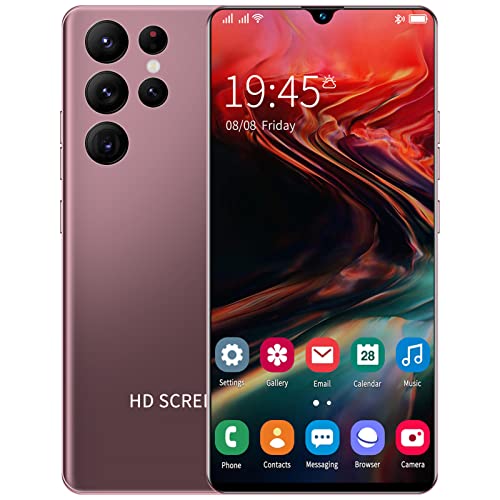 S22+ Ultra 6.26in Unlocked Smartphone, Face ID HD Full Screen Unlocked Cell Phone, 4GB ROM 64GB RAM, for Android 10, 5MP 8MP Cameras, 2800mAh, Dual SIM Mobile Phone Support WiFi BT FM(Rose Gold)