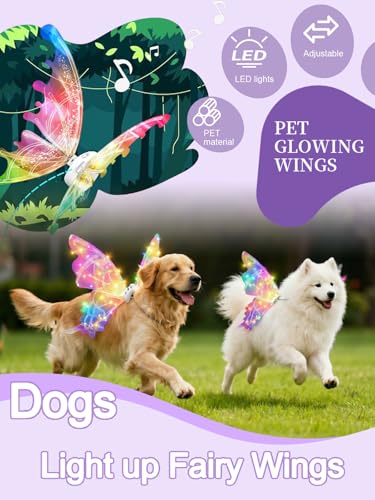 Alas Luminosas para Perros con Luces LED, Disfraz LED para Perros Medianos y Grandes miniatura 2