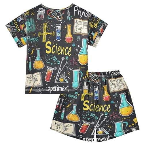 ALAZA Science Physics Stylish Pajamas Set Short Sleeve Cotton Sleepwear Summer Pjs 2 Piece 5-14Y2