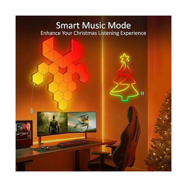 Kangtaixin Hexagon LED Wall Lights, 8-Pack RGB Gaming Panels – Hexagonal Smart Lighting with Music Sync – Perfect for Room Decor, Bar, Bedroom, and Gaming Setup [Energy Class F] - Image 6