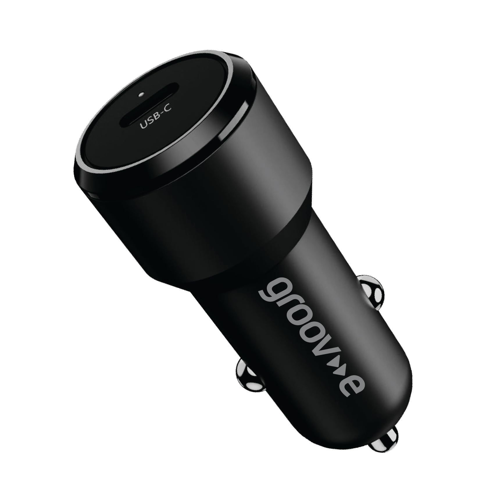 Groov-e USB-C In-Car Charger 20W - Fast-Charge Car Adaptor with Power Delivery for 12V and 24V Sockets - Black