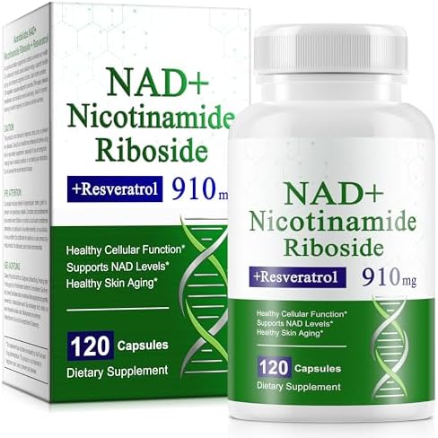 120 Capsules NAD+ Supplement,NAD Nicotinamide Riboside Resveratro...
